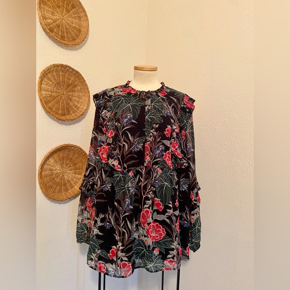 Anthropologie Plus Elena Ruffle Blouse - Picture 3 of 12